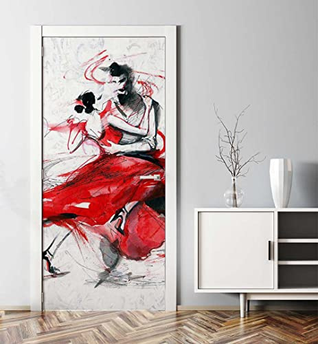 MyMaxxi Türtapete selbstklebend - Einteilige Türfolie 90x200 cm - Motiv: tanzende Tango Partner Türklebefolie zum verschönern & bekleben der Tür - Türaufkleber aus Klebefolie
