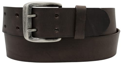 AnnaMatoni Herren Gürtel Ledergürtel Doppeldorn Schließe 4,5cm breit echt Leder Vintage Look Gürtel Leder Made in Germany Leder Gürtel