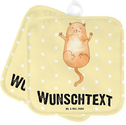 Mr. & Mrs. Panda Personalisierte Topflappen Katze Umarmen - Geschenke, Topfuntersetzer, Cat, Personalisiert, Set, Familie, Namensaufdruck, mit Namen, Cats, Personalisierter Ofenhandschuh, Katzen
