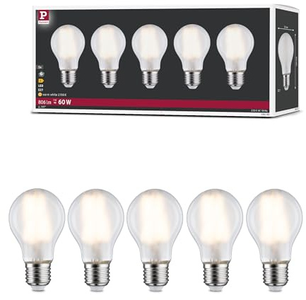 Paulmann 29090 Filament 230V LED pear E27 5-piece Set 5x7W 5x806lm 60mm matt Glass 2700K – Warm White