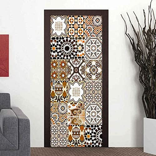 Türtapete Selbstklebend Vintage Fliesenmuster Muster 90 X 200 Cm Türposter Türaufkleber Selbstklebend Fototapete Türfolie Türtapete 3D Tür Aufkleber Wand-Deko Dekoration Wohnung - Fotos Von Kinderzim