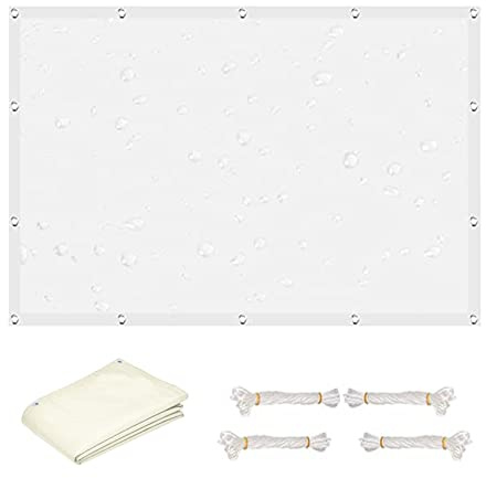 Tenda da Sole per Esterno 5 x 10 m Protezione Raggi UV e Impermeabile Parasole Esterno Impermeabile con Kit di Fissaggio per Giardino Terrazzo Campeggio, Bianco