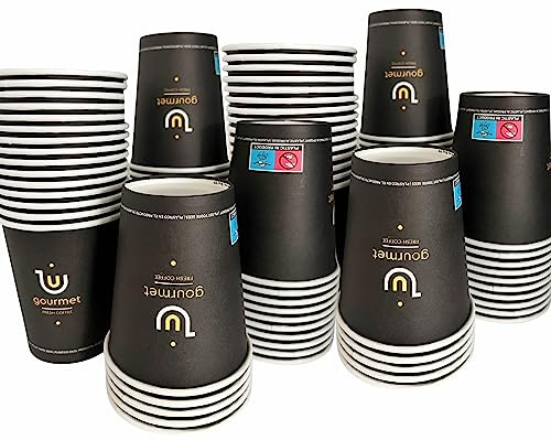 Intertan -1922- 100 Kaffeebecher To Go Pappe 240ml Design GOLD GOURMET Pappbecher Einweg für Kaffee & Tee - Einwegbecher für Heißgetränke bis 95°C und Kaltgetränke Papp Becher für Unterwegs