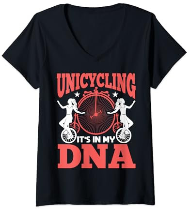 Einrad Fahrrad Lustiges Training Lernen Radfahren T-Shirt mit V-Ausschnitt
