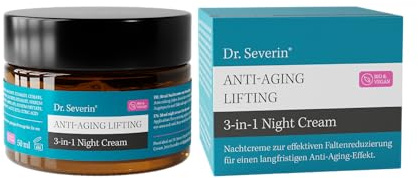 Dr. Severin Anti-Aging Lifting 3-in-1 Night Cream 50 ml I Gesichtscreme mit Hyaluronsäure, Squalane, Vitamin E, Macadamia Öl I Straffende Nachtcreme I Auch für Augenpartie, Hals und Dekolleté