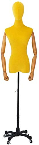 Professionelle Schneiderpuppe mit Beinen, Schneiderpuppe mit Armen, Regal-Ausstellungsständer für Bekleidungsgeschäfte (Farbe: Hellgelb, Größe: Mittel)