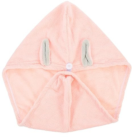 Schnelltrocknendes Haarhandtuch aus Coral Fleece, Rosa | Entzückender Trockenhaar Hut, Einfache Form, Modischer Stil, Nimmt Wasser