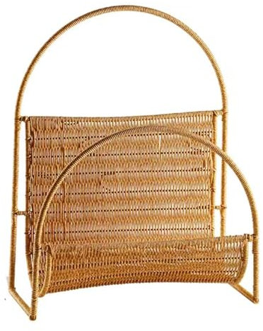 Handgewebter Zeitschriftenhalter, Weiden-Zeitungskorb, Rattan-Zeitungsständer, Wasserhyazinthen-Aufbewahrungsbehälter, Bauernhaus-Buch, Zeitungshalter, Akten-Organizer for Badezimmer, Büro, 45 x 17 x