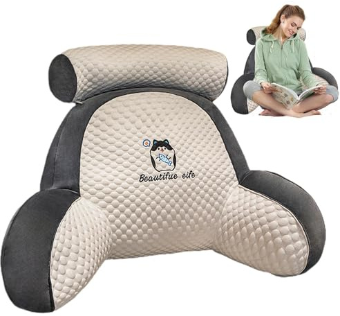 Lesekissen Für Bett Und Sofa - Lesekissen Mit Nackenstütze 60x40cm,Lesekissen Bett Rücken,Lesekissen Rückenkissen,Lesekissen Mit Armlehnen&Nackenstütze Rückenstützkissen Mit Armlehnen Zum Lesen(A)