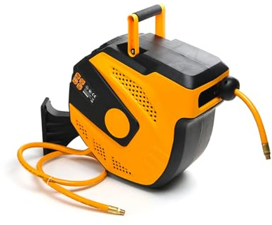 Avilia Avvolgitubo Automatico per Irrigazione da Parete - Bobina con Tubo di 15m, Aggancio Rotante 180°, Estrazione e Riavvolgimento Automatico, 53x49x23cm