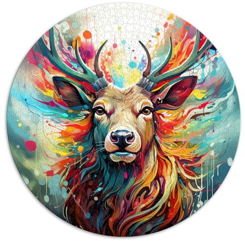 1000 Puzzleteile für Erwachsene und Kinder, Elch zum Anziehen, kreatives rundes Puzzle, für Erwachsene und Kinder ab 12 Jahren, Kartonpuzzle, Familienpuzzlespiel. Größe: 67,5 x 67,5 cm.