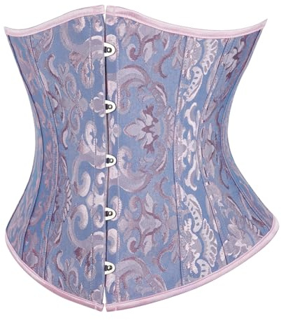 SZIVYSHI Mujer Steampunk Corsé de Underbust Cintura Waist Cincher gótico Bustier Fajas Reductoras de Cinturón Firme de Formación para,Jacquard Azul,XS