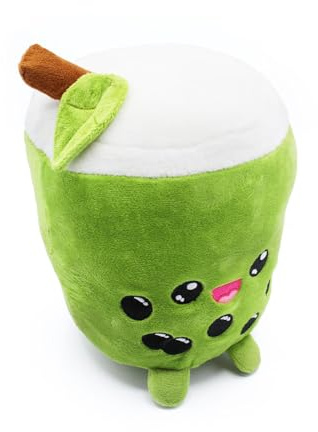 Bubble Tea Kuscheltier – Grün, Ca. 22 cm Groß, Plüschtier mit Kawaii Gesicht, Kuschelig Weich, 100% Polyester