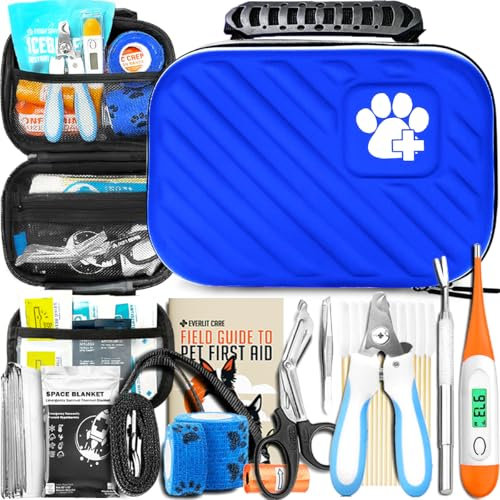 EVERLIT Pet Medic Erste-Hilfe-Set, Tierarzt-zugelassenes Tierpflege-Set mit 95-teiligem medizinischen, Outdoor- und Notfallbedarf zur Behandlung von Hunden, Katzen, Reisefreundliche, kompakte Tasche