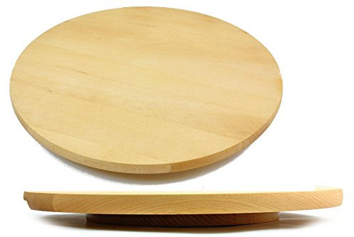 Wooden World - Plateau tournant Lazy Susan rond circulaire en bois pivotant pour servir des pizzas et des gâteaux - 45 cm