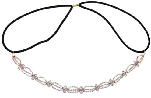 WACEH Hairband Strass-elastisches Stirnband, Kristall-Haarkette, Vintage-Haar-Accessoires, Damen-Stirnbänder, elastisches Kristall-Stirnband, Haarschmuck, Haar-Accessoire für Frauen Hairband