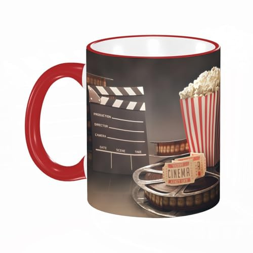 KDWJS Taza divertida de cerámica de 11 onzas,Tazas Originales de Desayuno - Graciosos Ideas para Regalos - Cerámica 330 ml - Cine, Entretenimiento Antiguo Objetos relacionados con el Cine Carrete de