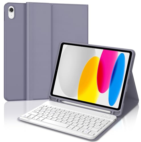 Teclado para iPad A16 11 Generación 2025/10 Generación 2022 (11/10.9) | Funda Keyboard Bluetooth Magnético, Español Ñ, Capa Desmontable con portalápices para iPad 11/10 Gen, Violeta grisáceo