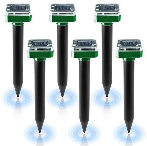 6 pezzi di spaventatore solare per talpe ultrasonico, spaventappi, terrore per arvicole, repellente per talpe, controllo dei parassiti con IP65, per il giardino