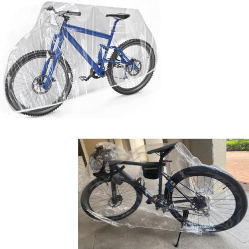 YehVeh Fahrradabdeckungen, Einweg-Fahrradabdeckungen, transparent, PEVA, leicht, Regen, Outdoor, wasserdicht, für Garage, Innenaufbewahrung, Elektrofahrrad, E-Bike, Dirtbike, Mountainbike, Rennrad, 2