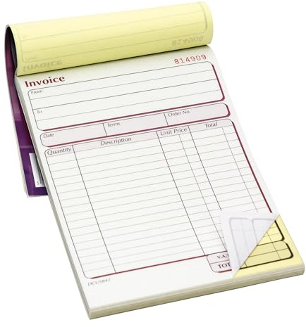 Pukka PAD Rechnungsbuch, NCR, dupliziert, 50 nummerierte Sets, 137 x 203 mm, robuster Einband, Quittungsbuch für Kleinunternehmen, Selbstständige, Finanzunterlagen und Transaktionen, 10 Stück