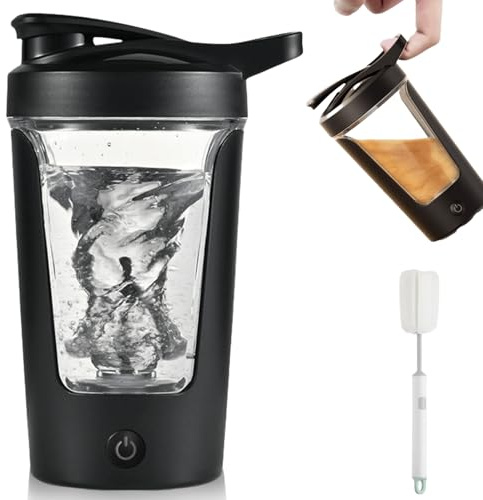 Behogan Shaker électrique : shaker protéiné électrique 450 ml avec brosse, shake r protéiné shake rechargeable par USB, mélangeur de protéines automatique