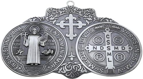 pp supm St Benedict Medals Large Metal Saint Benedict Pendant Christmas Vintage Saint Benedict Protection for Door Wall or Desk Display Art Decor Gifts