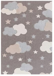 YATOLA Alfombras Alfombra Habitación Lavable Antideslizante Muy Suave Blanco Gris Salón o Dormitorio, Esponjosa de Cama Infantil Lavable Bebe Niña Niño De Juego Galaxia Estrella (Gris, 50X80CM)