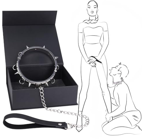 NAIXBTY Edelstahl Abschließbar Halsband Halsfessel mit Spike Folter Metall Kragen Halsreif SM Bondage Sex Halsbänder Sklaven O-Ring Rolle Spielen Restraint Sex Spielzeug für Männer Frauen Paare BDSM