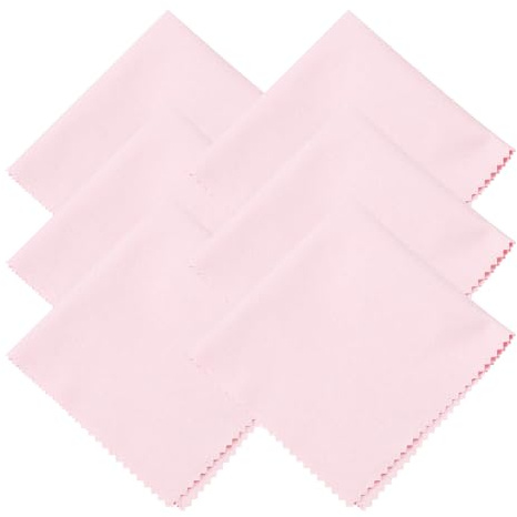 sourcing map 6 Pcs Microfiber Cleaning Cloth for Glasses, 8 x 8 Inch Eyeglass Cleaning Cloth, Glasses Cleaner Wipes for Electronics Lenses Screens Cameras Cell Phones, Pink