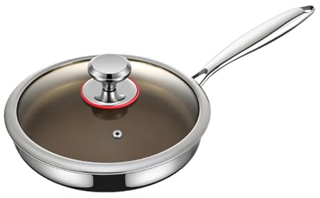 Padella antiaderente, con manico e coperchio resistenti al calore, grandi padelle antiaderenti | Per forno elettrico Grill Carne Cucina Casa Ristorante Appartamento