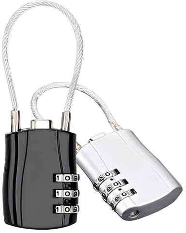 Mulbijeo Cadenas Valise, Pack De 2, Cadenas Code À 3 Chiffres Avec Câble Flexible, Voyage Pour Valises, Sacs À Dos Et Sacs De Voyage, Cadena