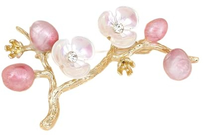 Élégante broche vintage en forme de fleur de prunier avec strass, accessoire de bijoux d'inspiration chinoise, décoration d'écharpe, élégante broche rose pour vêtements formels