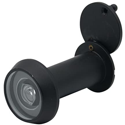 Door Viewer Black Peepholes or Peek Holes | 200 Degree Fire Rated Spy Hole with Privacy Cover
