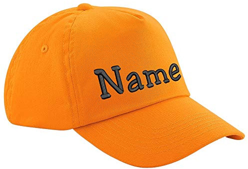 Nashville print factory Junior Original 5-Panel Cap Bestickt mit Name Kindermütze Basecap Mütze Kids (Orange)