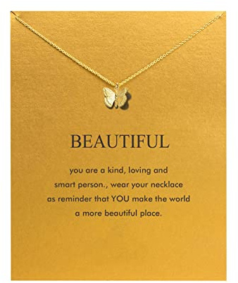 Butterfly Necklace for Women Butterfly Gifts Pendant Chain Necklace with Message Card (butterfly)