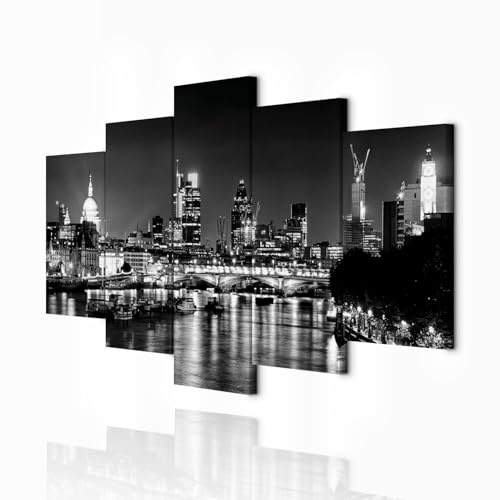 decomonkey Bilder New York 100x50 cm 5 Teilig Leinwandbilder Wandbild Stadt | Bild auf Leinwand, Kunstdruck, Wanddeko, Wohnzimmer, Wanddekoration, City, Architektur, Panorama