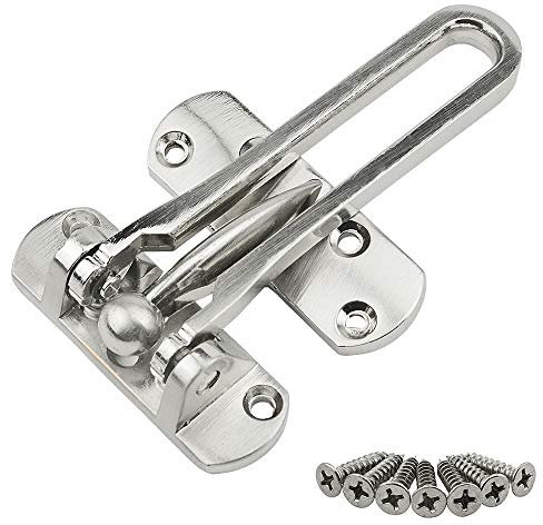 TOVOT 4 Inch Door Safety Lock with Screws Alloy Security Door Lock Bar Lock Security Device for Front Door(Silver)