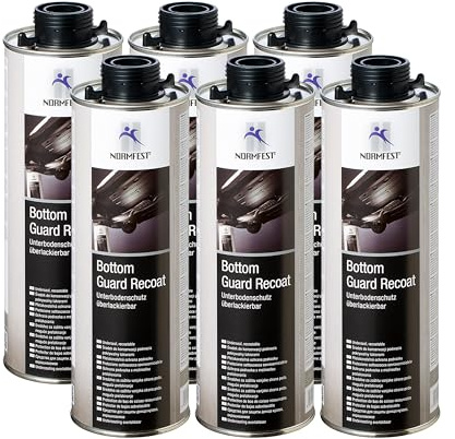 Normfest Bottom Guard Recoat – Überlackierbarer Unterbodenschutz mit Rost- und Steinschlagschutz, abriebfest, schnelltrocknend und temperaturbeständig für PKW & Nutzfahrzeuge – schwarz 6x 1 Liter
