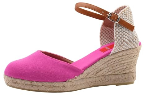 PASARELA - Sandalias/Alpargatas de Esparto Yute de 5 Cuerdas Color Buganvilla para Mujer