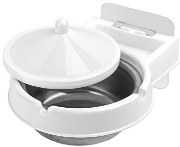 Cosmos Wall Mounted Ashtray Stainless Steel Cigarette Bin Adhesive Ash Tray for Bathroom Toilet Home Office Hotel (White)