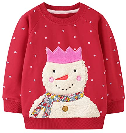 LXKA Sudadera de Navidad para niños y niñas, suéteres de Navidad para niños pequeños, camisetas de manga larga de algodón, cuello redondo, muñeco de nieve, 3-4 Años