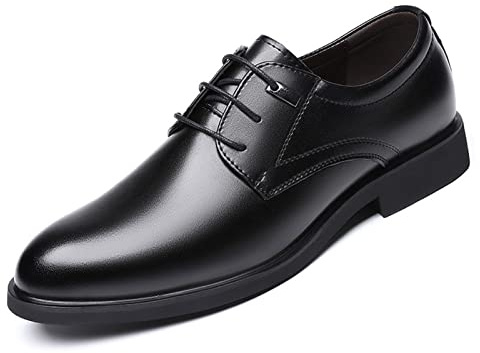 Zapatos De Vestir Para Hombre, Zapatos De Cuero Formales De Negocios Con Cordones, Piel Suave, Punta Redonda, Ligeros Y Cómodos, De Gran Tamaño, Con Suela De Goma Antideslizante,Negro,45 EU