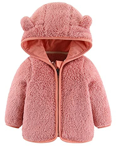 Chaqueta con Capucha de Forro Polar para Bebés Niños y Niñas con Orejas, ANBigo Cálido de Oso de Cartoon para Niños, Cierre de Cremallera 0-24 Meses