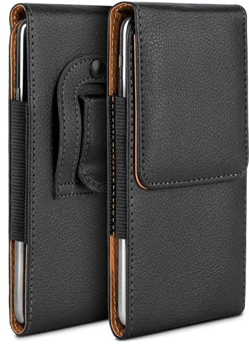 moex Funda Plug Case compatible con Realme X3 SuperZoom funda con clip para cinturón, funda para teléfono móvil de piel vegana, funda plegable – Negro