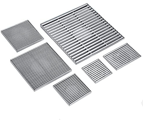 Bodenablauf Quadrat Badezimmer Ablaufrinne aus 304 Edelstahl,Duschablauf Gitter,Bodensiphon,Duschabfluss Duschablaufrinne Badablauf Flache Decke,Ablauf für Badezimmer(Size:10x10cm,Color:silbrig)