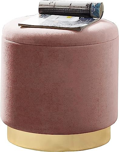 Zedelmaier Zylindrischer Samthocker Sitzhocker mit Stauraum rund, Ottoman,Polsterhocker Kleiner, moderner Design,Fußbank Hocker mit Aufbewahrungsbox,Maximale Belastung 150kg,Größe 37x37x41.5cm (Pink)