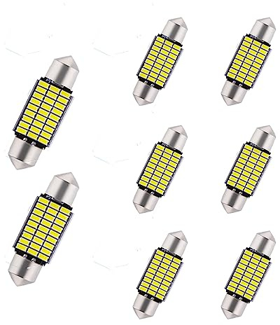 YOUNLEN 8pc Ampoule LED voiture,Canbus sans erreur,36mm,12V,6500K,600LM,27MSD-3014 Chipsets ampoules LED,CW5 voiture, lumières intérieures de dôme de carte,ampoule plaque immatriculation,Blanc