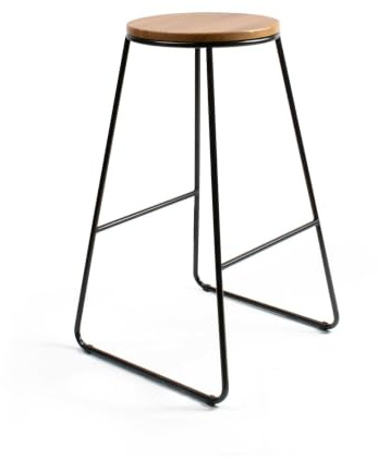 THE SECRET HOME Taburete Alto Cocina y Bar | Estilo Industrial Moderno | Asiento Madera Natural y Metal Negro | Ideal para Isla de Cocina y Desayunador | Taburete Alto Resistente | Altura 71 cm