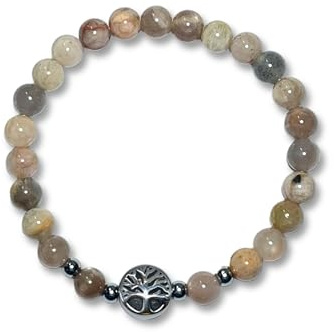 Majas Perlen Edelstein Armband Handmade aus verschiedenen Edelsteinen mit Lebensbaum aus Edelstahl Silber oder Gold - Spiritueller Schmuck - esoterisches Geschenk - personalisierbar